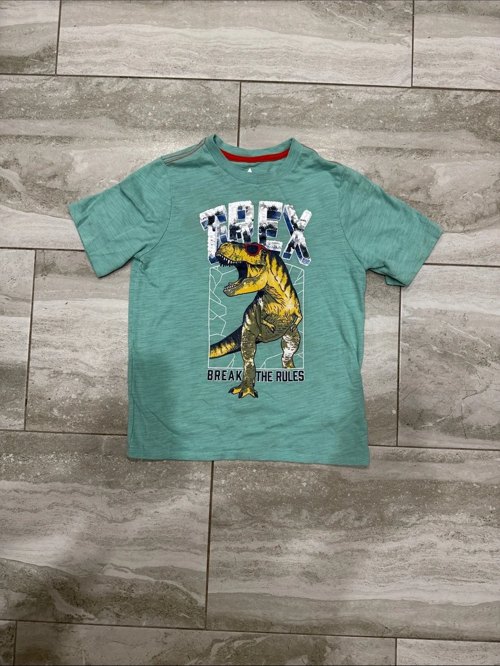 Kids T-Rex Graphic Tee - Aqua Green